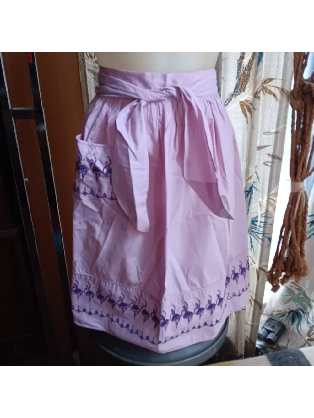 True Vintage 1950's Kitchen Apron Purple Ballerina Embroidery Neat N Tidy Trad